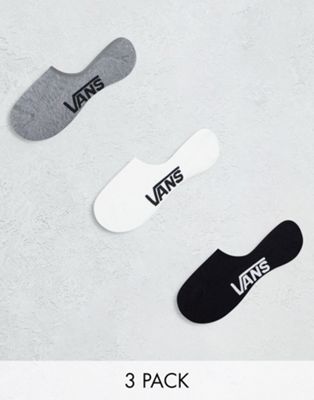 Vans classic super no show socks in grey, black, and white
