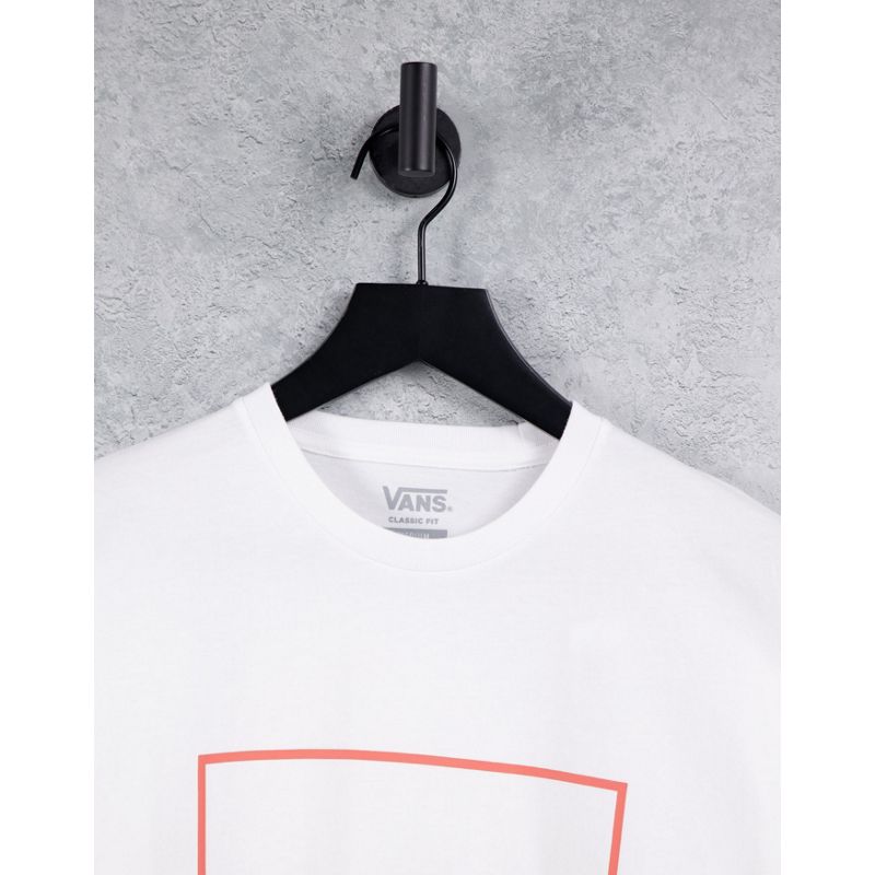 Uomo Activewear Vans Classic - T-shirt con riquadro con stampa bianca/corallo