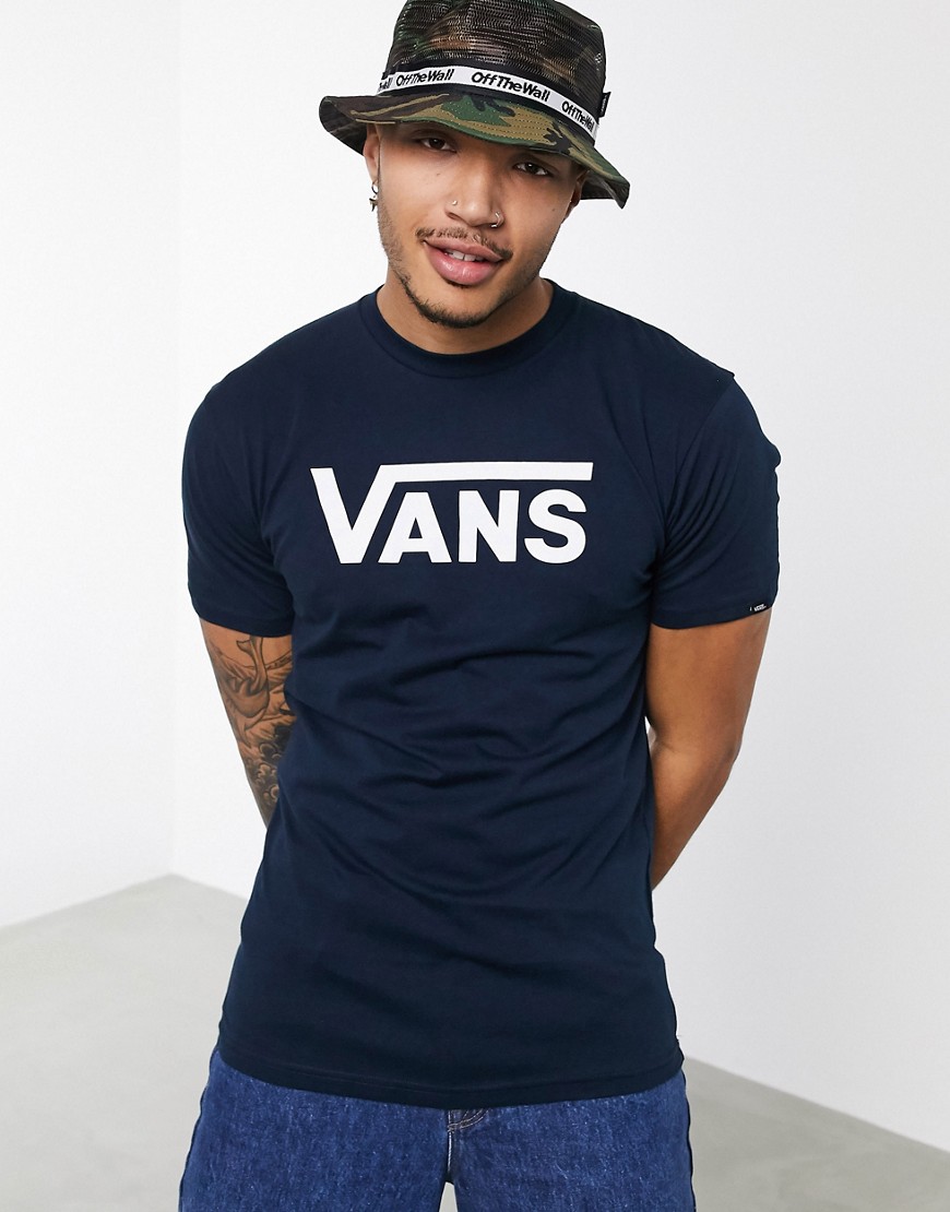 Vans Classic - T-shirt met logo in marineblauw en wit-Grijs