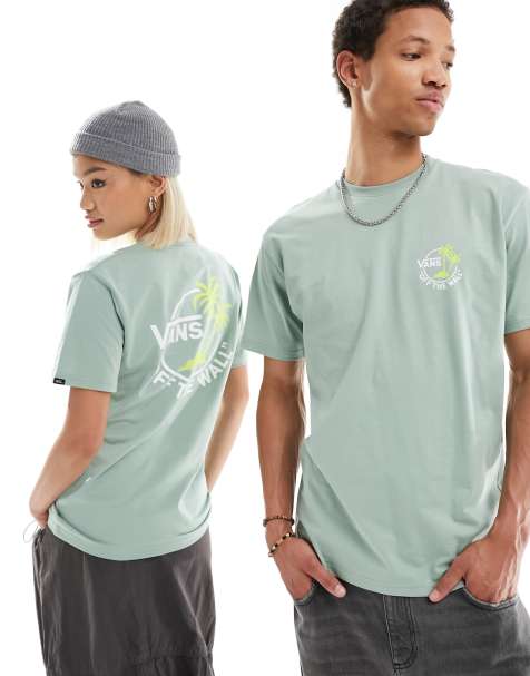 Vans Classic - T-shirt verde chiaro con stampa con due palme piccole sul retro - view 1