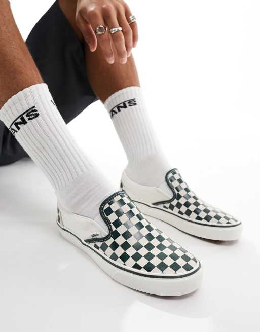 Vans Classic – Zielone wsuwane buty sportowe w szachownicę