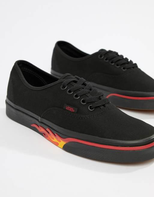 Vans noir outlet avec des flammes