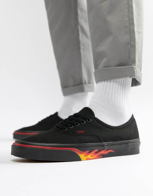 Vans authentic black fire sale