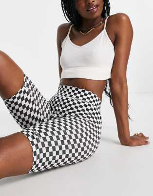 Vans co-ord legging shorts in black & white checkerboard