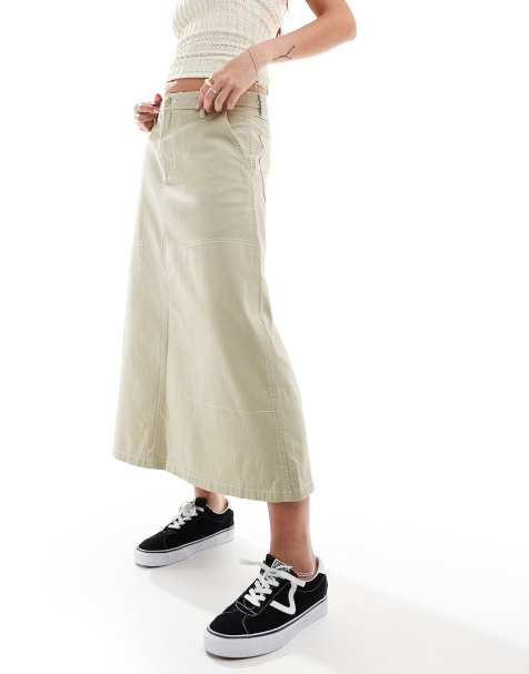 Vans Codey long flare utility skirt in beige - view 1