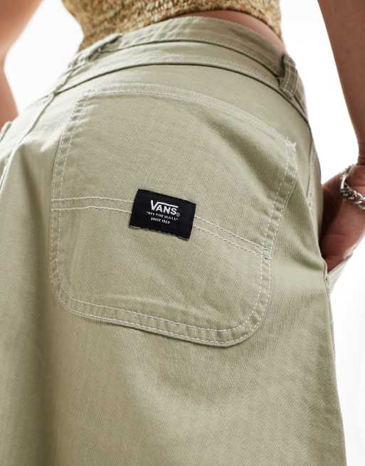 Vans Codey long flared utlity skirt in light tan