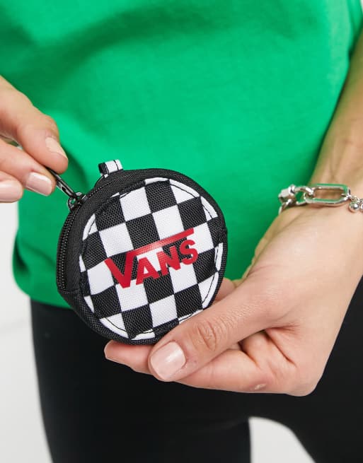 Vans Coin Purse checkerboard key chain in white black