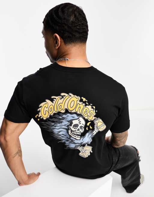 Vans cold ones skull back print t-shirt in black | ASOS