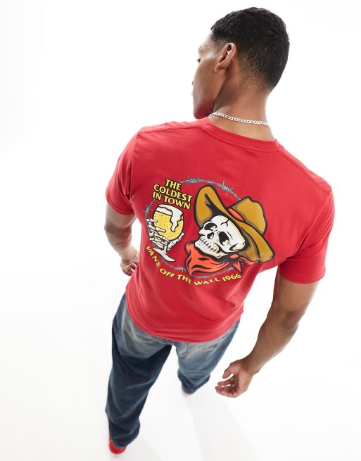 Vans - Coldest in Town - T-shirt met print op de achterkant in chili peper