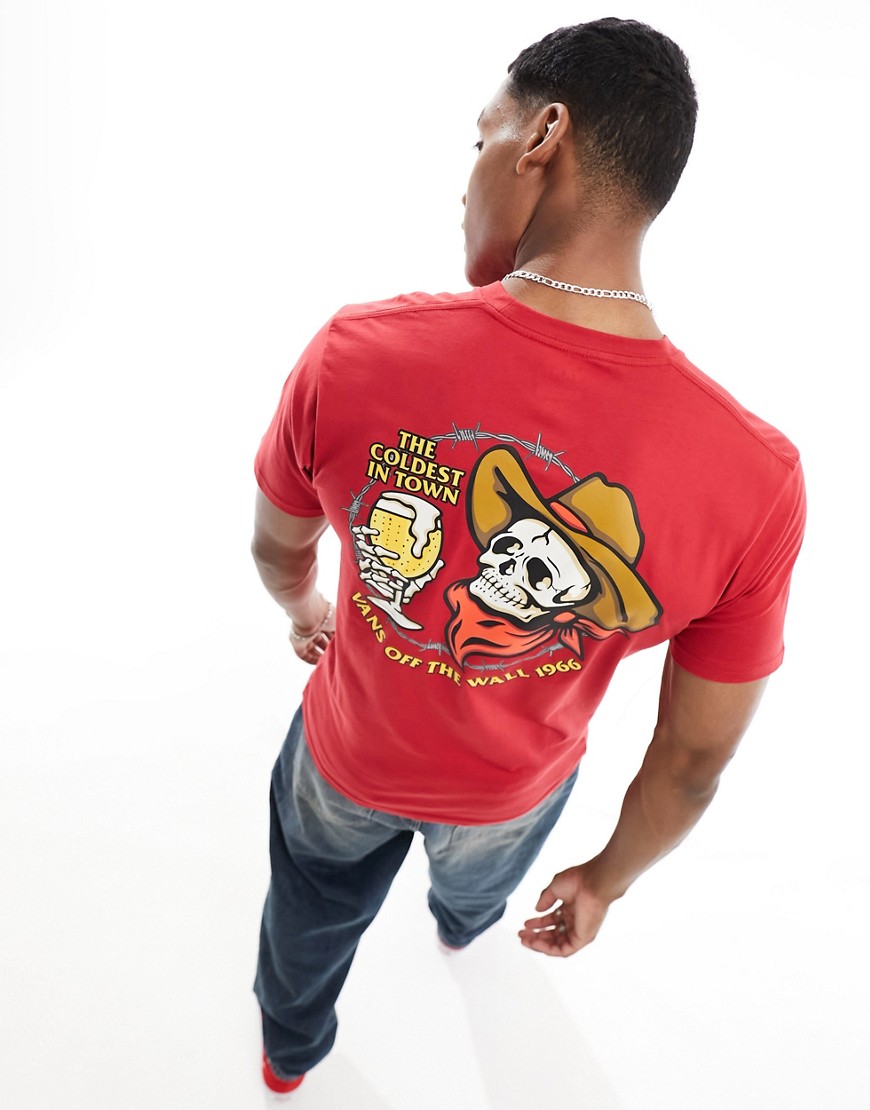 Vans coldest in town t-shirt with back print in chill pepper-Red