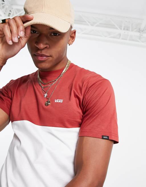 Vans Colorblock t shirt in white and red