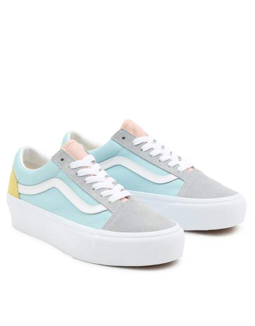 Vans - Colour Block Old Skool - Pastelblå flatform-sneakers 