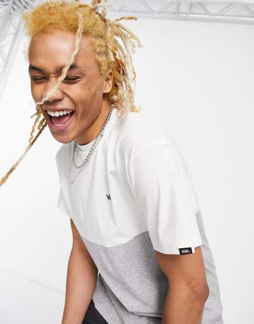 Vans colour block t-shirt in beige and grey 