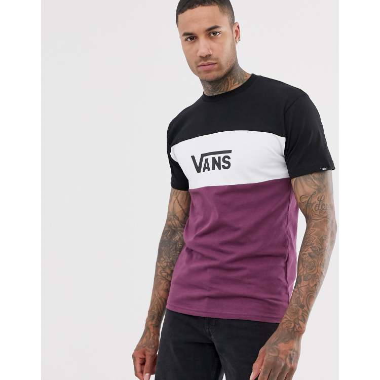 Vans colour block t-shirt in burgundy/white