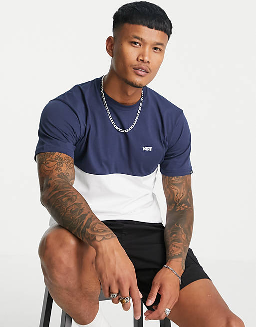 Vans colour Block t-shirt in navy and white