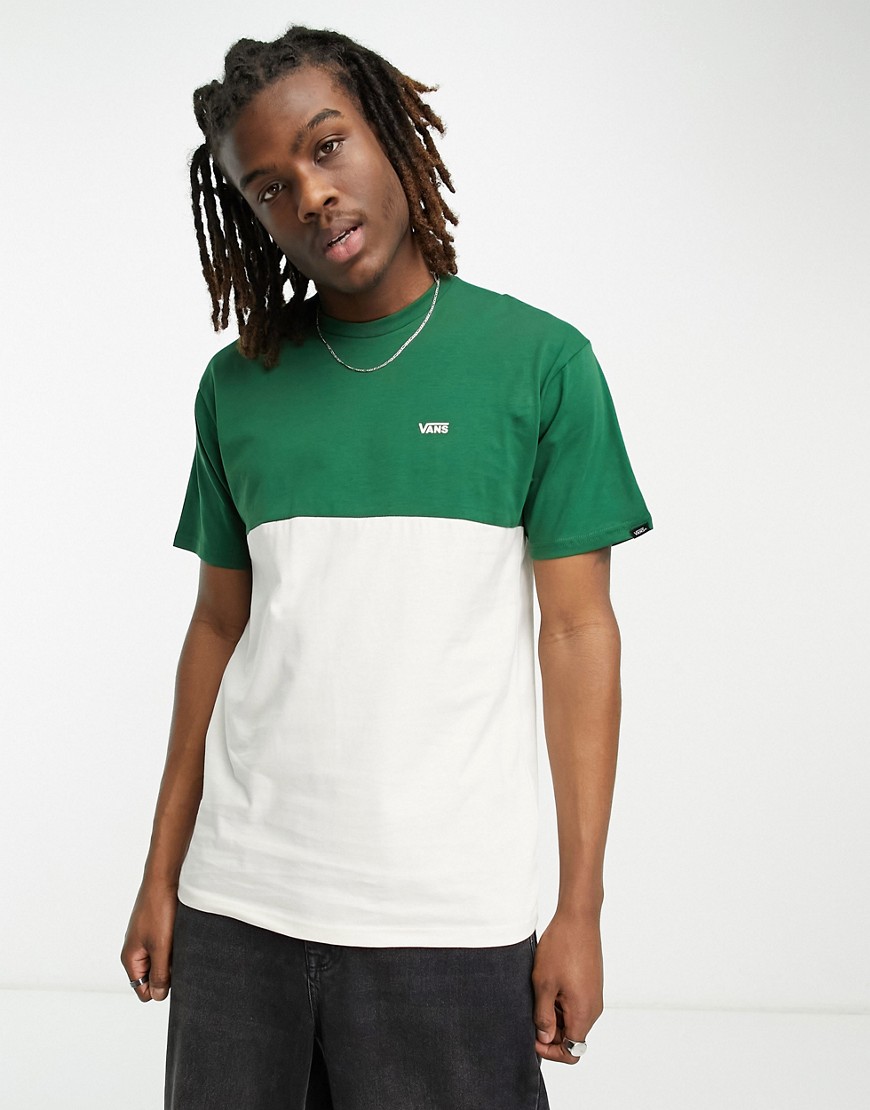 Vans colour block t-shirt in off white and green
