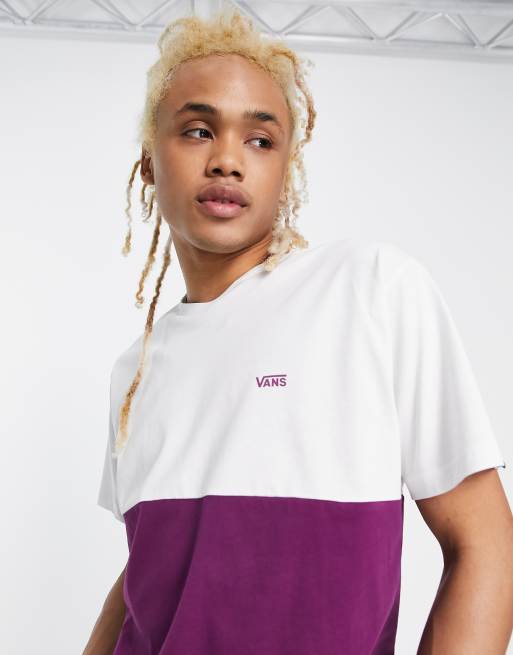 Vans colour block t shirt in purple and white