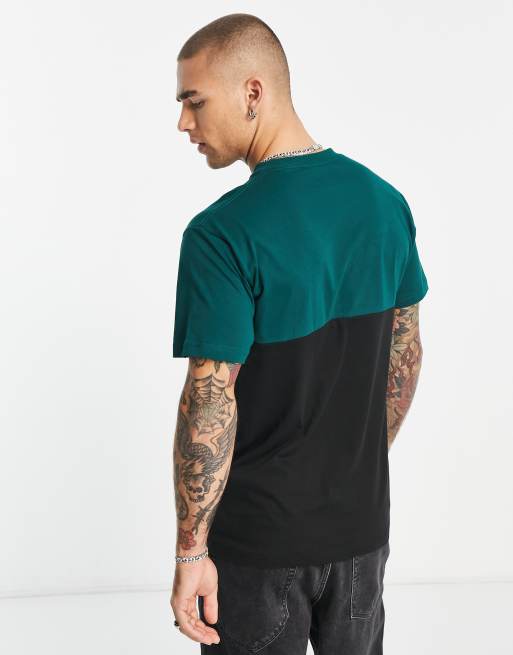 Vans colourblock t-shirt in black and green | ASOS