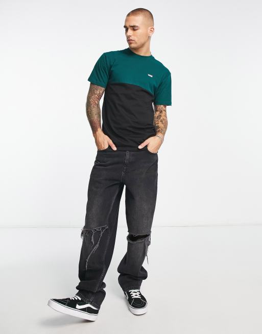 Vans colourblock t-shirt in black and green | ASOS