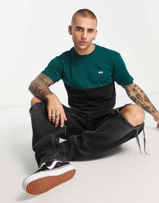 Vans colourblock t-shirt in black and green | ASOS