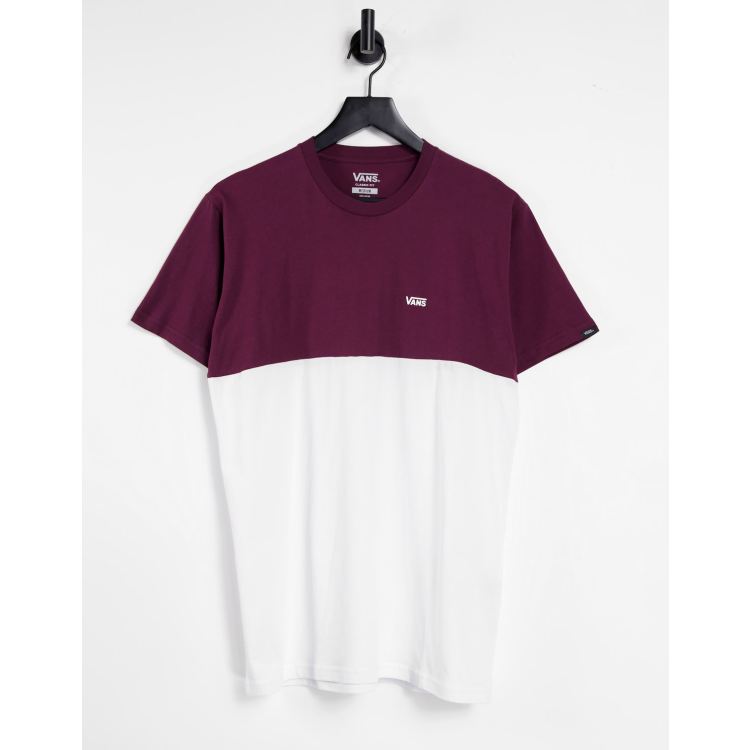 Vans colourblock t-shirt in burgundy and white | ASOS