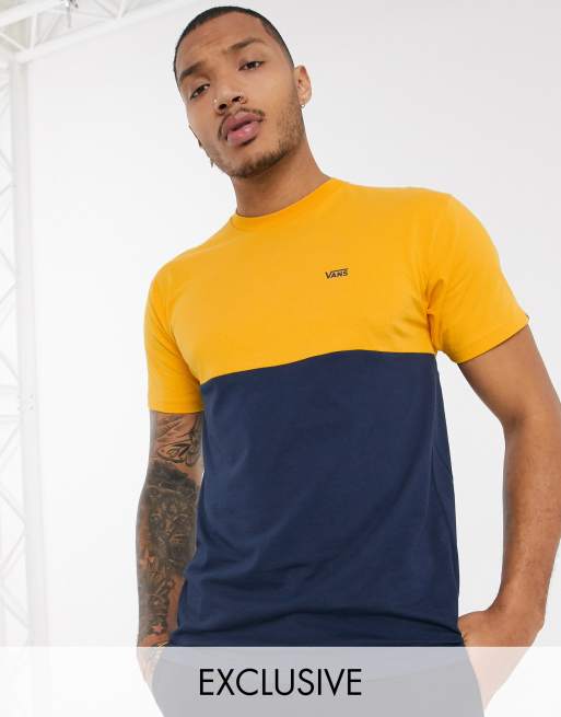 Vans colourblock t-shirt in navy/yellow Exclusive at ASOS | ASOS