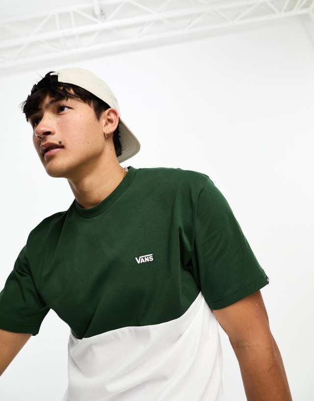 Vans - colourblock t-shirt in white and green