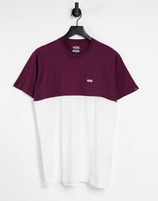 Vans colourblock t-shirt in white burgundy