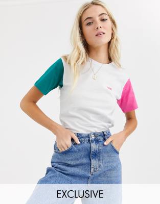vans colour block sweatshirt in white