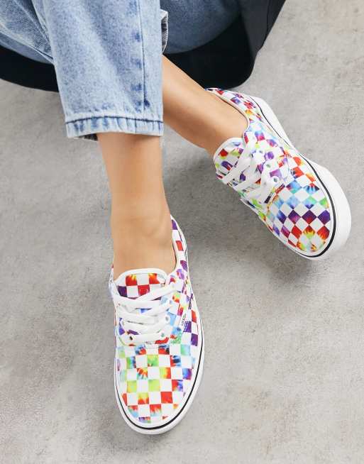 Vans comfycush era tie dye check canvas shoes in multi ASOS