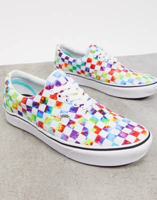 tie dye checkered vans