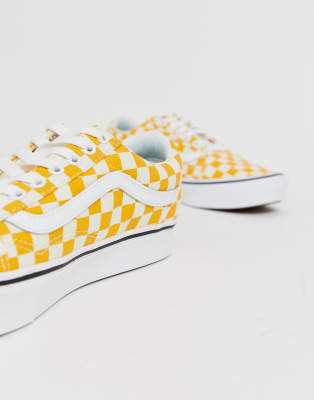 vans jaune damier