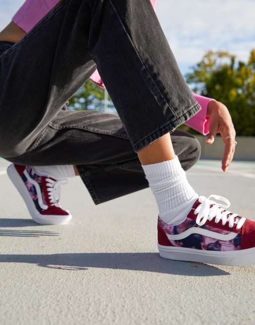 Vans ComfyCush Old Skool Grunge Wash sneakers in red tie dye