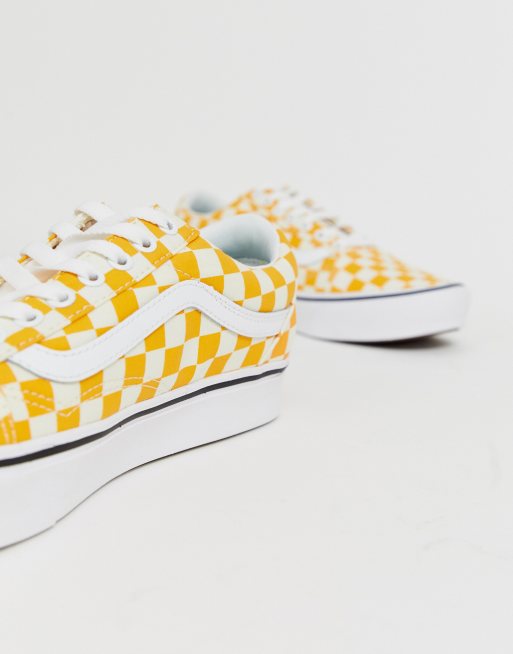 Yellow old skool checkered on sale vans