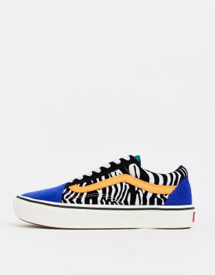 vans comfycush old skool zebra trainers