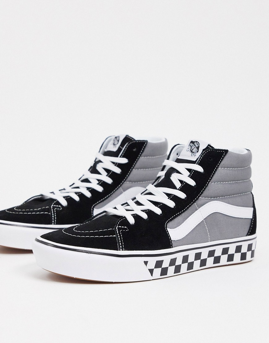 VANS COMFYCUSH SK8-HI CHECK TAPE SNEAKER IN BLACK/GRAY,VN0A3WMBWI61