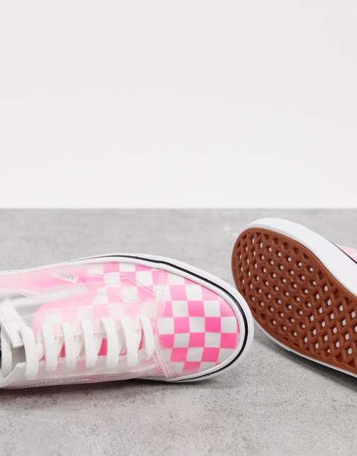 Pink checkered hotsell vans with laces