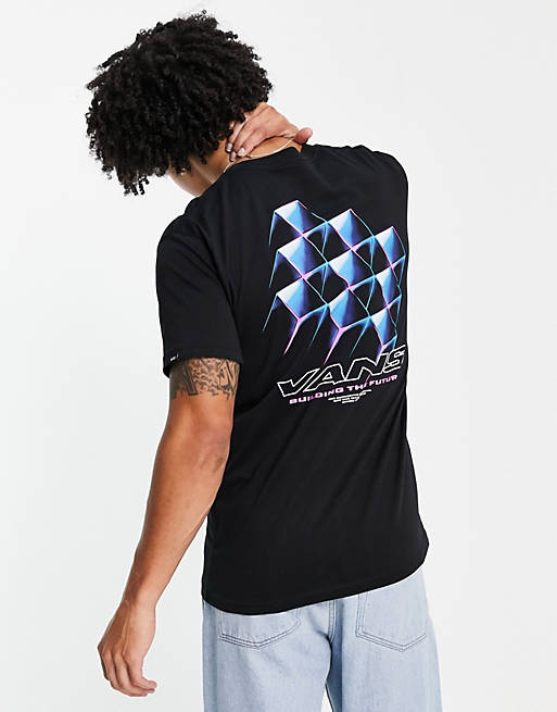 Vans Corp checkerboard back print t-shirt in black 