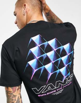 Vans Corp checkerboard back print t-shirt in black