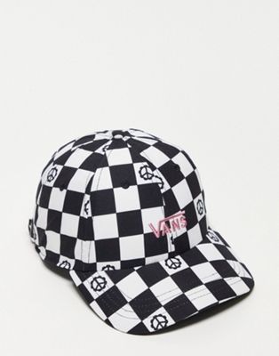 Vans Court side checkerboard cap in black and white