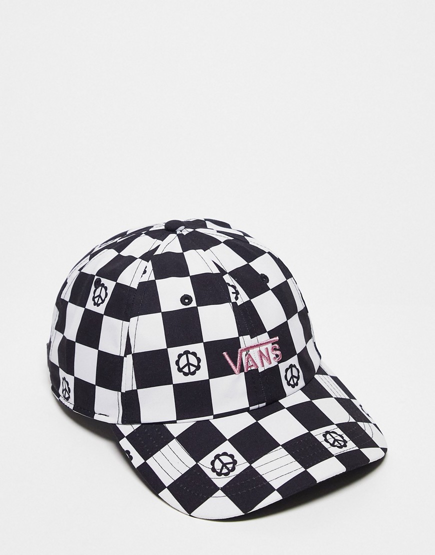 Vans Court side checkerboard cap in black/white