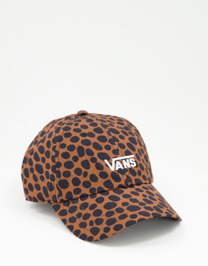 Vans Court Side logo cap in leopard print-Brown