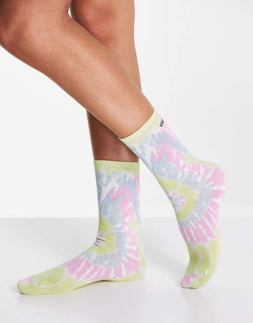 Vans Covered tie dye socks in white and pink 