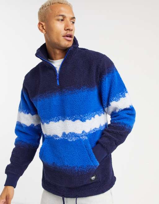 Vans Cozy sherpa 1 4 zip sweatshirt in blue tie dye