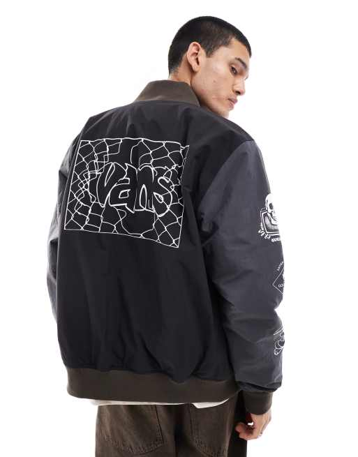 Vans Crazy eddy baseball jacket in black asphalt