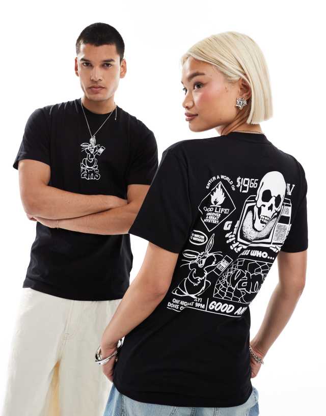 Vans - crazy eddy skull back print t-shirt in black