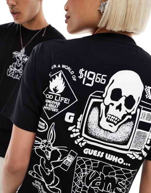 Vans - Crazy Eddy - T-shirt met schedelprint in zwart, 2 van 4