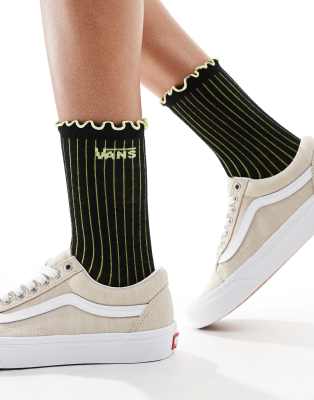 Vans - Crew-Socken in Schwarz mit Rüschensaum