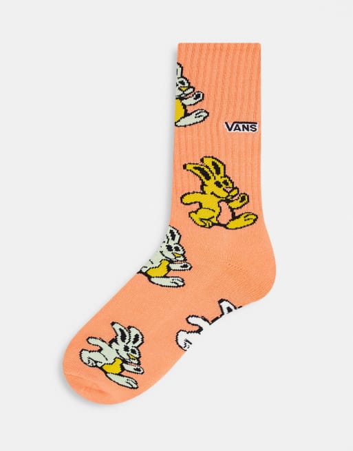Vans crew socks with bunny print in green