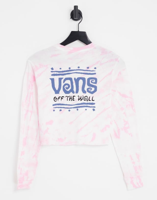 Vans crop long sleeve t-shirt with back print in washed pink